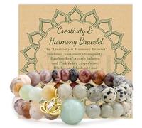 Bivei Cristal Pulseras - Mujeres 8mm Reiki Natural Semipreciosas Piedras Preciosas Chakras Pulsera con Loto Charm(17cm Creatividad y Armonía Pulsera)