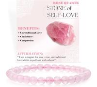 Bivei Cuarzo Rosa - Amor propio - Pulsera de Cuentas Para Las Mujeres 6mm Piedra Semipreciosa Natural Stretch Cristal Elástico Joyería Yoga Regalos Pequeño