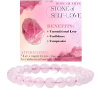 Bivei Cuarzo Rosa - Amor propio - Pulsera de Cuentas Para Las Mujeres 8mm Piedra Semipreciosa Natural Stretch Cristal Elástico Joyería Yoga Regalos Pequeño