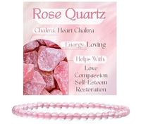 Bivei Cuarzo Rosa - Amoroso Pulsera de Cristal para Mujeres 4mm Cuentas Piedra Semipreciosa Natural Elástica Extensible Joyería Regalo Yoga Pequeño