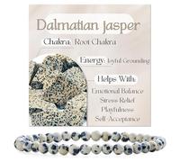 Bivei Dalmatian Jasper - Enraizamiento y Alegría - Pulsera de Cuentas Para Las Mujeres 4mm Piedra Semipreciosa Natural Stretch Cristal Elástico Joyería Yoga Regalos
