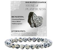 Bivei Dalmatian Jasper - Enraizamiento y Alegría - Pulsera de Cuentas Para Las Mujeres 6mm Piedra Semipreciosa Natural Stretch Cristal Elástico Joyería Yoga Regalos