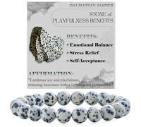 Bivei Dalmatian Jasper - Enraizamiento y Alegría - Pulsera de Cuentas Para Las Mujeres 8mm Piedra Semipreciosa Natural Stretch Cristal Elástico Joyería Yoga Regalos