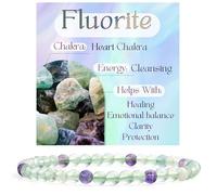 Bivei Fluorita - Limpieza Pulsera de Cristal para Mujeres 4mm Cuentas Piedra Semipreciosa Natural Elástica Extensible Joyería Regalo Yoga