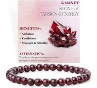 Bivei Granate - Pasión & energía - Pulsera de Cuentas Para Las Mujeres 6mm Piedra Semipreciosa Natural Stretch Cristal Elástico Joyería Yoga Regalos Pequeño