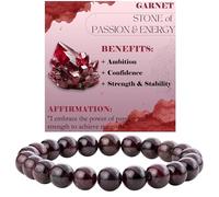 Bivei Granate - Pasión & energía - Pulsera de Cuentas Para Las Mujeres 8mm Piedra Semipreciosa Natural Stretch Cristal Elástico Joyería Yoga Regalos Grande