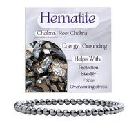 Bivei Hematita - Enraizamiento Pulsera de Cristal para Mujeres 4mm Cuentas Piedra Semipreciosa Natural Elástica Extensible Joyería Regalo Yoga Grande