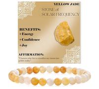 Bivei Jade Amarillo - Optimismo y Coraje - Pulsera de Cuentas Para Las Mujeres 6mm Piedra Semipreciosa Natural Stretch Cristal Elástico Joyería Yoga Regalos