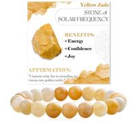 Bivei Jade Amarillo - Optimismo y Coraje - Pulsera de Cuentas Para Las Mujeres 8mm Piedra Semipreciosa Natural Stretch Cristal Elástico Joyería Yoga Regalos