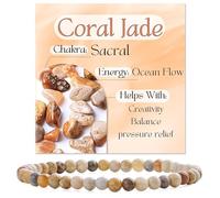 Bivei Jade Coral - Creatividad y Calma - Pulsera de Cuentas Para Las Mujeres 4mm Piedra Semipreciosa Natural Stretch Cristal Elástico Joyería Yoga Regalos