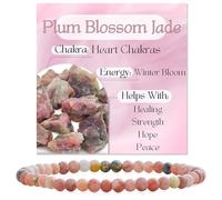 Bivei Jade Flor de Ciruelo - Esperanza y Renacimiento - Pulsera de Cuentas Para Las Mujeres 4mm Piedra Semipreciosa Natural Stretch Cristal Elástico Joyería Yoga Regalos