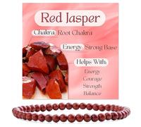 Bivei Jaspe Rojo - Base Fuerte - Pulsera de Cuentas Para Las Mujeres 4mm Piedra Semipreciosa Natural Stretch Cristal Elástico Joyería Yoga Regalos