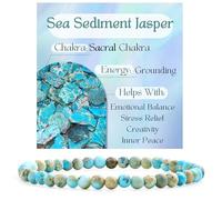 Bivei Jaspe sedimento marino - Enraizamiento Pulsera de Cristal para Mujeres 4mm Cuentas Piedra Semipreciosa Natural Elástica Extensible Joyería Regalo Yoga