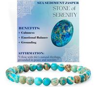 Bivei Jaspe Sedimento Marino - Serenidad - Pulsera de Cuentas Para Las Mujeres 6mm Piedra Semipreciosa Natural Stretch Cristal Elástico Joyería Yoga Regalos Grande