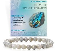Bivei Labradorita - Transformación - Pulsera de Cuentas Para Las Mujeres 6mm Piedra Semipreciosa Natural Stretch Cristal Elástico Joyería Yoga Regalos