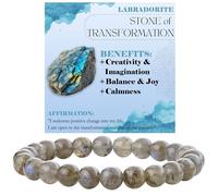 Bivei Labradorita - Transformación Pulsera de Cuentas Para Las Mujeres 8mm Piedra Semipreciosa Natural Stretch Cristal Elástico Joyería Yoga Regalos