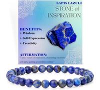 Bivei Lapislázuli - Autoexpresión - Pulsera de Cuentas Para Las Mujeres 6mm Piedra Semipreciosa Natural Stretch Cristal Elástico Joyería Yoga Regalos Pequeño