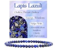 Bivei Lapislázuli - Sabiduría Pulsera de Cristal para Mujeres 4mm Cuentas Piedra Semipreciosa Natural Elástica Extensible Joyería Regalo Yoga