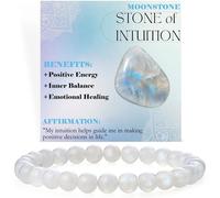 Bivei Moonstone - Intuición - Pulsera de Cuentas Para Las Mujeres 6mm Piedra Semipreciosa Natural Stretch Cristal Elástico Joyería Yoga Regalos