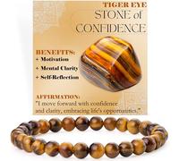 Bivei Ojo de Tigre - Confianza - Pulsera de Cuentas Para Las Mujeres 6mm Piedra Semipreciosa Natural Stretch Cristal Elástico Joyería Yoga Regalos Grande