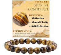 Bivei Ojo de Tigre - Confianza - Pulsera de Cuentas Para Las Mujeres 8mm Piedra Semipreciosa Natural Stretch Cristal Elástico Joyería Yoga Regalos Pequeño