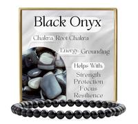 Bivei Ónix negro - Enraizamiento Pulsera de Cristal para Mujeres 4mm Cuentas Piedra Semipreciosa Natural Elástica Extensible Joyería Regalo Yoga Grande