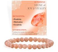 Bivei Piedra de Sol - Alegría y Vitalidad - Pulsera de Cuentas Para Las Mujeres 6mm Piedra Semipreciosa Natural Stretch Cristal Elástico Joyería Yoga Regalos