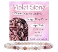 Bivei Piedra Violeta - Paz Profunda - Pulsera de Cuentas Para Las Mujeres 4mm Piedra Semipreciosa Natural Stretch Cristal Elástico Joyería Yoga Regalos