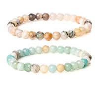 Bivei Pulseras de cuentas de 0.236 in naturales Reiki cristales semipreciosos piedras preciosas hechas a mano cuentas redondas pulsera elástica (amazonita)