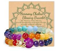 Bivei Pulseras de piedras preciosas naturales de cristal y piedra Chakra con cuentas de 8 mm Reiki semi preciosas cuentas de loto encanto joyería de regalos bendición para las mujeres (7 Chakras)