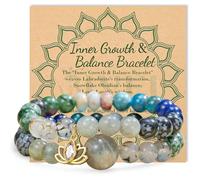 Bivei Pulseras de Piedras Preciosas Verdes Cristal y Piedra Chakra Pulsera elastica 8mm Reiki Semi Preciosa Cuenta Loto Encanto Joyeria Regalos Pulseras para Mujeres (Verde)