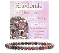 Bivei Rodonita - Curación Pulsera de Cristal para Mujeres 4mm Cuentas Piedra Semipreciosa Natural Elástica Extensible Joyería Regalo Yoga