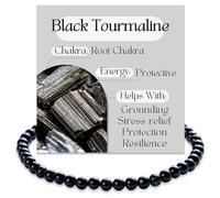 Bivei Turmalina negra - Protección Pulsera de Cristal para Mujeres 4mm Cuentas Piedra Semipreciosa Natural Elástica Extensible Joyería Regalo Yoga