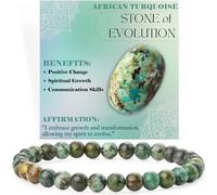 Bivei Turquesa Africana - Evolución - Pulsera de Cuentas Para Las Mujeres 6mm Piedra Semipreciosa Natural Stretch Cristal Elástico Joyería Yoga Regalos Pequeño