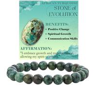 Bivei Turquesa Africana - Evolución - Pulsera de Cuentas Para Las Mujeres 8mm Piedra Semipreciosa Natural Stretch Cristal Elástico Joyería Yoga Regalos Pequeño