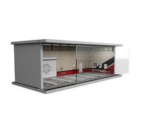 Bivitre 1/64 Diorama Display Case with LED Lights - Compatible with Hot Wheels Matchbox Mini GT Diecast Cars, for Model Car Display and Storage, Stackable Garage(Red Line)