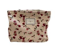 BIVIZKU Bolsa de maquillaje a cuadros de viaje, bolsa de cosméticos de pana para bolso, pequeña bolsa de cosméticos con cremallera, bonita bolsa de maquillaje a cuadros de viaje, regalo para mujeres y