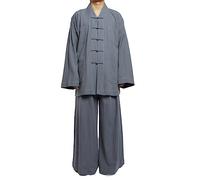 BIVOO Traje de monjes Shaolin budistas universales for hombres y mujeres, traje de Kung Fu Luohan Aloha Zen, ropa tradicional china (Color : Dark Grey, Size : 178-185cm)