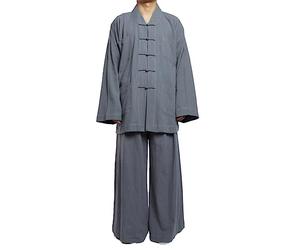 BIVOO Traje de monjes Shaolin budistas universales for hombres y mujeres, traje de Kung Fu Luohan Aloha Zen, ropa tradicional china (Color : Dark Grey, Size : 178-185cm)