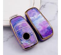 BIVVI Carcasa de la Cubierta de la Caja de la Llave remota del Coche de TPU, para Mercedes Benz ACESG Clase GLC CLE CLA GLB GLS W177 W205 W213 W222 X167 AMG, Llave E-Purple