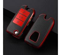 BIVVI Funda de Cuero con Tapa para Llave de Coche, Protector de Carcasa para Roewe RX5 MG3 MG5 MG6 MG7 MG ZS GT GS 350 360 750, decoración de Accesorios de Carcasa de Llave roja