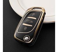 BIVVI Funda de TPU con Tapa para Llave de Coche, para Peugeot 306407807, DS DS3, DS4, DS5, DS6, Citroen C1, C2, C3, C4, C5, XSARA Pica, Funda Negra