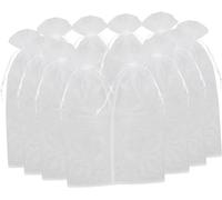 Bivwopei 12 bolsas de vino de organza, bolsas de vino con cordón, delicada bolsa de regalo, bolsa multifuncional para botellas de vino, bolsas de organza reutilizables, White