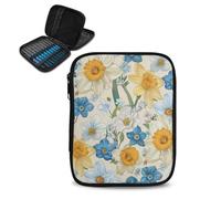 Bivxisrvo Estuche de agujas de ganchillo floral, soporte portátil para ganchos de ganchillo con bolsillo de malla y compartimento para agujas de ganchillo, accesorios de tejer, kit de herramientas