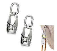 BIVYAX 2 Unidades Polea Cuerda de 20 mm M20 en Acero Inoxidable 304, Rodillo de Elevación Resistente, Poleas para Cables, Poleas de Carga, Bloque Simple, para Camping, Fitness, Cortinas y Más