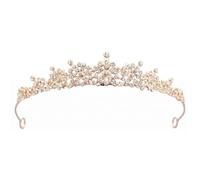 BIVYAX Corona de Cumpleaños para Mujeres, Tiara de Cristal, Tiaras Novia, Elegante Corona Dorada, para Bodas, Novias, Damas de Honor, Baile de Graduación, Accesorios para el Cabello