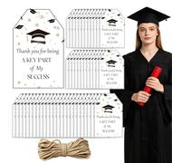 BIVYAX Set de 50 Etiquetas Colgantes Kraft con Cuerda para Graduación, Tarjetas de Agradecimiento para Regalo de Fin de Carrera, Etiquetas Personalizables 7x4 cm para Bachillerato y Universidad