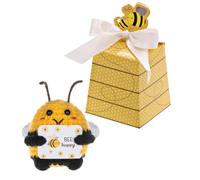 BIVYAX Set Regalo 2 Piezas Abejita Positiva Tejida a Ganchillo con Tarjeta Motivacional y Caja de Regalo Decorativa, Mini Peluche como Apoyo Emocional y Amuleto de la Suerte para Amigos y Familiares