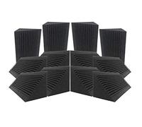 Biwwubik 12 unidades de placa de espuma absorbente de sonido, trampas de cuña, tratamiento de aislamiento acústico, 12 x 12 x 24 cm