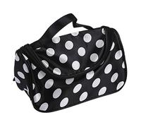 Biwwubik Bolsa de cremallera negra Bolsa de cosmeticos de tocador Bolsa del maquillaje con patron de puntos.